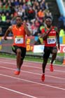 Tyson Gay and Kim Collins in the 100 metres heats, 2012 Samsung Diamond League, Crystal Palace, London.